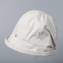 New Design Curled Edge Sun Hat Linen Solid Color Bucket Hat Foldable Visors Cap smėlis