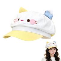 Fashion Cartoon Kitten Ears Cat Ears Beret Big Head Japanese Style Octagonal Hat Cartoon Beret Spring Autumn
