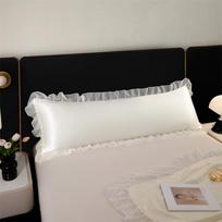 Ruffles Lace Satin Silk Pillowcase 48x120/150/180cm Long Cylindrical Pillowcase Romantic Bedding Girls's Room Body Cushion Cover 48x120cm