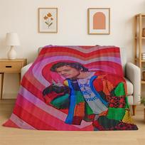 fashion Harry Styles Singer Star Flannel Blanket Soft Warm Throw Blanket for Bedroom Living Room Bed Travel Camping Picnic Gift 75x90cm