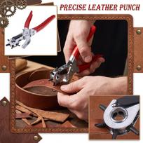 Rotary Leather Hole Punch Tool Heavy Duty Handheld Punching Pliers for Belt Strap Crafting and Repair with Adjustable Hole Sizes One Size raudona