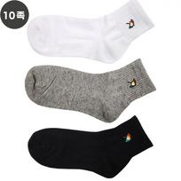 Arnold Palmer Girls' Middle School White Black Gray Socks School Uniform Socks Mid-Length 10 Pairs Made in Korea L3 Plain Black 10 pairs