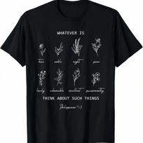 Whatever Is True Philippians 4 8  Floral Bible T-Shirt S įvairiaspalvis