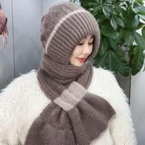 Women's Winter Knitted Windproof Balaclava Hat with Ear Protection & Scarf