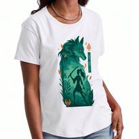 Wolf Lotus unisex's Cotton T Shirt, Premium Cotton Graphic Print, Durable, Casual And Fashionable. Artistic Wolf With Lotus Flower Design, Stylish And S įvairiaspalvis