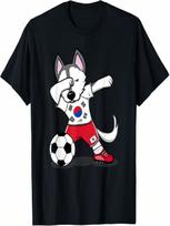 Dabbing Husky South Korea Football Fans Korean Soccer Lovers T-Shirt S įvairiaspalvis