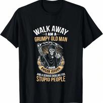 Grumpy Old Man Grandpa Father Biker Grim Reaper Gift T-Shirt.Jpg S įvairiaspalvis