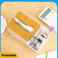 Tissue Dispenser Glove Box Desktop Napkin Case Plastic Bamboo Paper Box Organizer balta