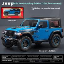 1/18 Scale Jeeps Wrangler Rubicon Alloy Metal Diecast Model Car Sound & Light Collecting Hobbies Toys Gifts for Firend Decoration Kids mėlyna