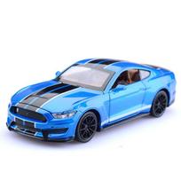 1/32 High Simulation Supercar Ford Mustang Shelby GT350 Car Model Alloy Pull Back Kid Toy Car 4 Open Door Children's Gifts GT500 mėlyna