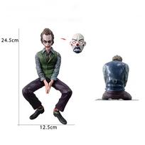 New Joker Heath Ledger Anime Figures Sitting Green Suit Handheld Joker Mask Car Decoration Model Kids Toys Children Xmas Gifts