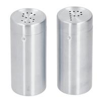 2Pcs Stainless Steel Salt Pepper Shaker Round Shape Dredge Shaker Condiment Jar  Restaurants