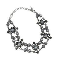 Sweet Pearl Beads Choker Hollow Pearl Metal Necklace Adjustable Women Collarbone Chain  Daily pilka