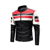 Men's Leather Jacket New Autumn and Winter Stitching Handsome Motorcycle Leather Jacket Large Size Leather Jacket Fat Men's Clothing M