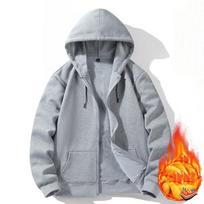Autumn Winter Fashion Zip-up 95% Cotton Loose Hoody Weatshirt Women and Men Zipper Velvet Long Coat Boyfriend Hooded M