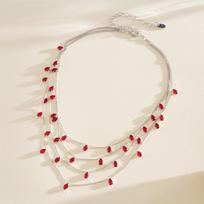 Multi Layer Water Drop Shining Choker Fashion Rhinestone Jewelry  Wedding Bridal raudona