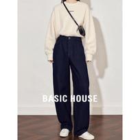 Basic House Women's High-Waist Raw Denim Wide-Leg Jeans XL