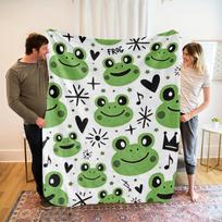 1 piece of frog themed flannel blanket - all season comfortable bedding gift and decoration machine washable Halloween 75cmx90cm