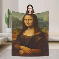 Starry Night Mona Lisa Throw Blanket Cozy Fashion Blanket  For Couch Chair Travel Car Flannel Bedspread Bed Cover 75x90cm