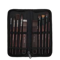 10Pcs Nylon Hair Brushes Paint Brush Pen Set Wooden Handle Art Supplies Painting Brush Set  Acrylic Style 1