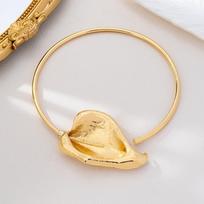3D Floral Open Choker Necklace Exaggerated Flower Modeling Calla Lily Choker Pleated Flower Design Gold Color Statement Choker auksas
