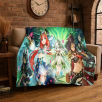 New Genshin Impact Cartoon Game Flannel Blanket Soft Warm Throw Blanket for Bedroom Living Room Bed Travel Camping Picnic Gift 75x90cm