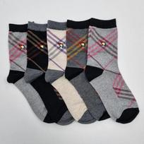 [Arnold Palmer] Ladies' Diagonal Check Suit Fashion Women's Mid-Calf Socks 5 Pairs 5 pairs (color mix)