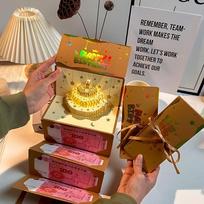 3D Pop-Up Birthday Red Envelope Greeting Card 6 Card Slots Foldable New Year's Money Red Envelope Red Gold without Music Light auksas
