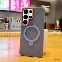 For Samsung Galaxy S26 Ultra S26 Edge S25 S24 Plus Case Magnetic Ring Holder Metal Lens 360° Rotating Ring Stand Protection Capa Galaxy S26 Ultra pilka spalva