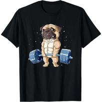 Pug Weightlifting Funny Animal Men Fitness Gym Workout Tee T-Shirt for Men Women Men Clothing Print Tee S įvairiaspalvis
