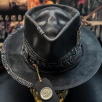 Halloween Handmade Skull Lightweight Felt Cowboy Sun Hat Gothic Reaper Theme Hat for Cosplay Outdoor Party