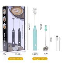 Handheld Electric Blender 3 Adjustable Speeds USB Charging Electric Milk Frother Portable Mini Egg Beater Cream Whipping žalia