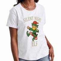 Silent Night  unisex's Cotton T Shirt, Premium Cotton Graphic, Durable, Casual And Fashionable. Christmas  Design, Perfect For Holiday Celebrations, F S įvairiaspalvis