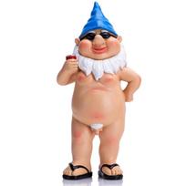 Funny Garden Gnome Decor Nude Statuary Figurine For Home Office mėlyna