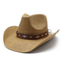 Ethnic Style Retro Western Cowboy Hat for Outdoor Camping Sunshade, Big Brim M（56-58cm） chaki