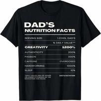 Funny unisex's Father's Day Dad Nutrition Facts T-Shirt S įvairiaspalvis