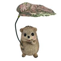 Hedgehog Garden Ornament with Leaf Resin Statue Cute Collectible Outdoor Decoration for Garden Holiday Party Hedgedog