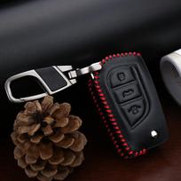 Atverčiamas 3 mygtukų odinis dėklas, skirtas Toyota Corolla Hilux Avensis Prado Fortuner RAV4 Protect Cover 3 Button-Leather raudona