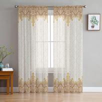 Bohemiškos Retro Etninės Tiulio Užuolaidos Svetainei Voile Skaidrios Langų Užuolaidos Miegamajam Šifono Užuolaidos Virtuvei 135W x 114H(cm) white