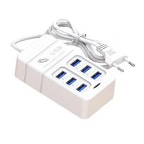 6 viename apsauga nuo viršįtampių 6 lizdų ilgiklis su 3 USB ir 3 C tipo prievadais maitinimo juosta daugiafunkciniai kištukiniai lizdai sieninis adapteris su dideliais tarpais namams EU Plug