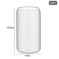 16 oz didelės vertės permatomas kolos puodelis su bambuko dangteliu ir borosilikatinio stiklo šiaudeliu, su logotipu. 501-600ml