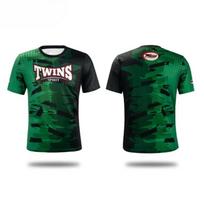 Muay Thai Boxing Short-sleeved Quick-drying Men Sports Training Tees Outdoor 3D Print Quick Dry Tops S žalia