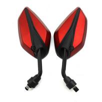 2 vnt. 10 mm motociklo galinio vaizdo veidrodėliai, motorolerio, motokroso galinio vaizdo veidrodėliai, galinės pusės išgaubtas veidrodėlis, motociklo dalys raudona
