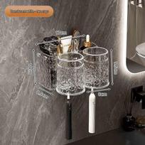 Aige Adhesive Wall-Mounted Double Cup Toothbrush Holder