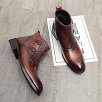 Men's Autumn Winter High Top Martin Boots Retro Pointed Toe Zip Chelsea Leather Shoes 41 ruda