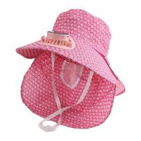 Anti-UV Solar Fan Cap USB Charging 300MA Current Cooling Fan Hat Floral Design Long Sun Shield Fisherman Hat Summer Season
