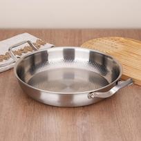Titanium Alloy Double Ear Frying Pan Non-stick Hammer Pattern Frying Pot Flat Bottomed Uncoated Cooking Pan Kitchen