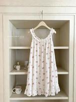 Bow print fungus edge suspender nightdress women's loose sweet loungewear S