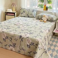 Raw cotton old coarse cloth bed sheet soft mat three-piece set quilt single double dormitory printing washable anti-wrinkle only 2pcs pillowcase
