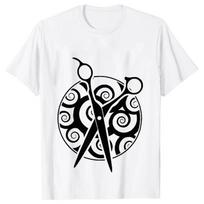 Barber Weapons Tee Shirt Mwn Short Sleeve Tops O-Neck Heartbeat of Hairdresser Oversized T-shirt unisex's Clothing Scissors Tops S įvairiaspalvis